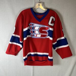VTG Spokane Chiefs Hockey Jersey Boys Size Small Medium Cote Crossbar Red *Flaw